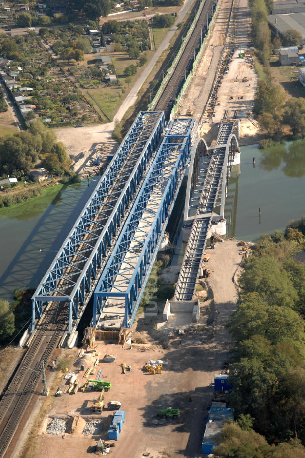 Luftbild RATHENOW - Neubau der Eisenbahnüberführung Havelbrücke Rathenow