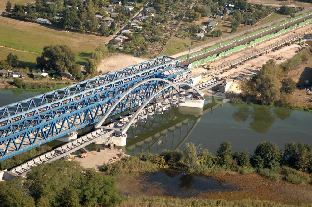 Luftaufnahme RATHENOW - Neubau der Eisenbahnüberführung Havelbrücke Rathenow