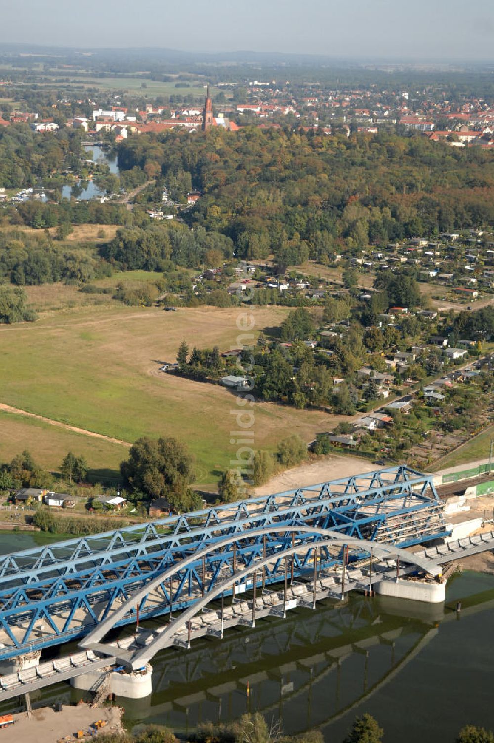 Luftbild RATHENOW - Neubau der Eisenbahnüberführung Havelbrücke Rathenow