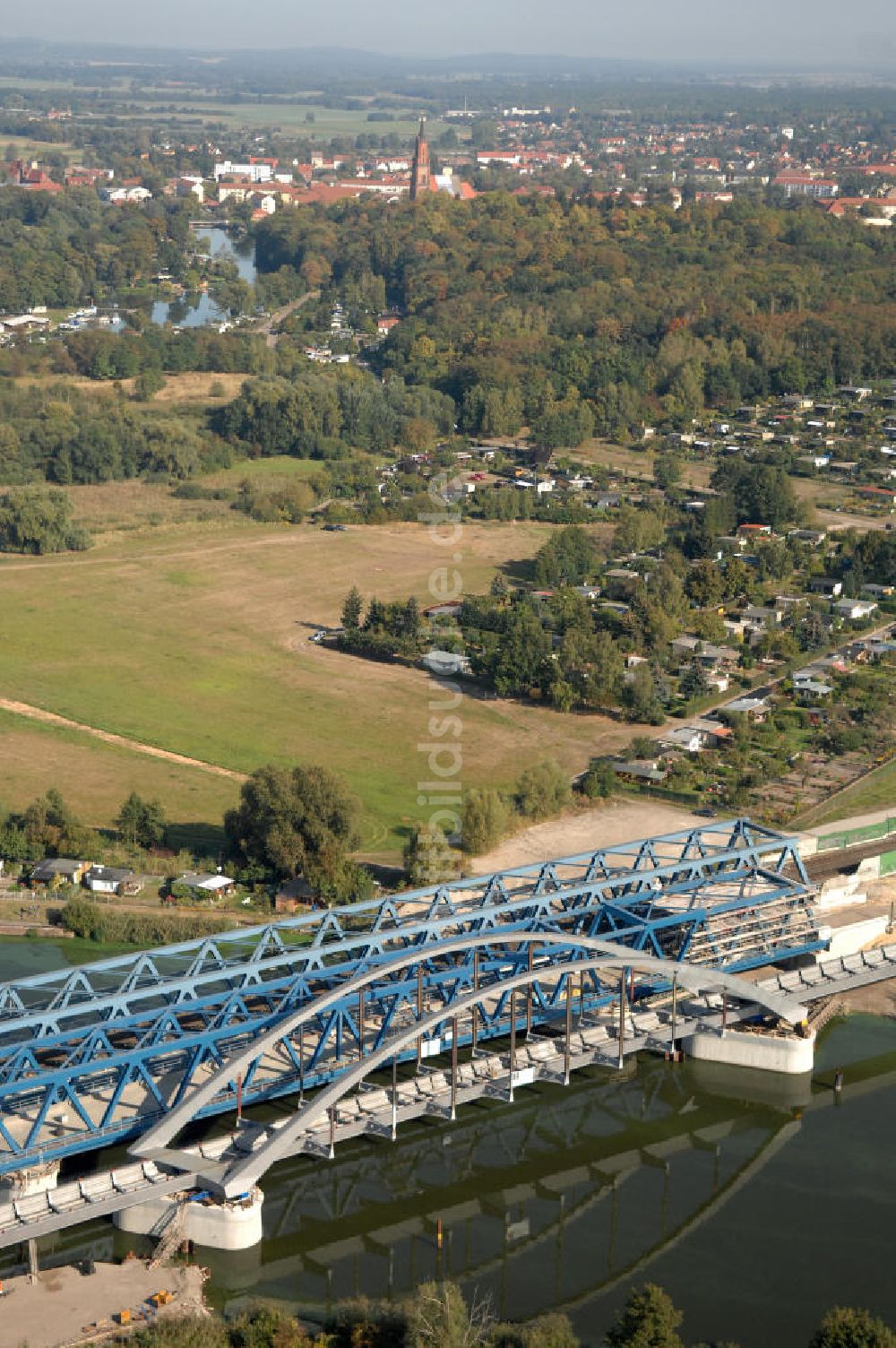 Luftaufnahme RATHENOW - Neubau der Eisenbahnüberführung Havelbrücke Rathenow