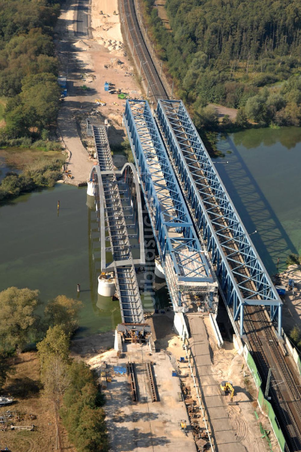 Luftaufnahme RATHENOW - Neubau der Eisenbahnüberführung Havelbrücke Rathenow