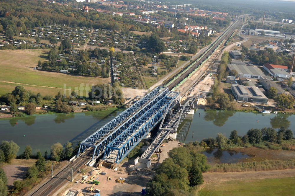 Luftbild RATHENOW - Neubau der Eisenbahnüberführung Havelbrücke Rathenow