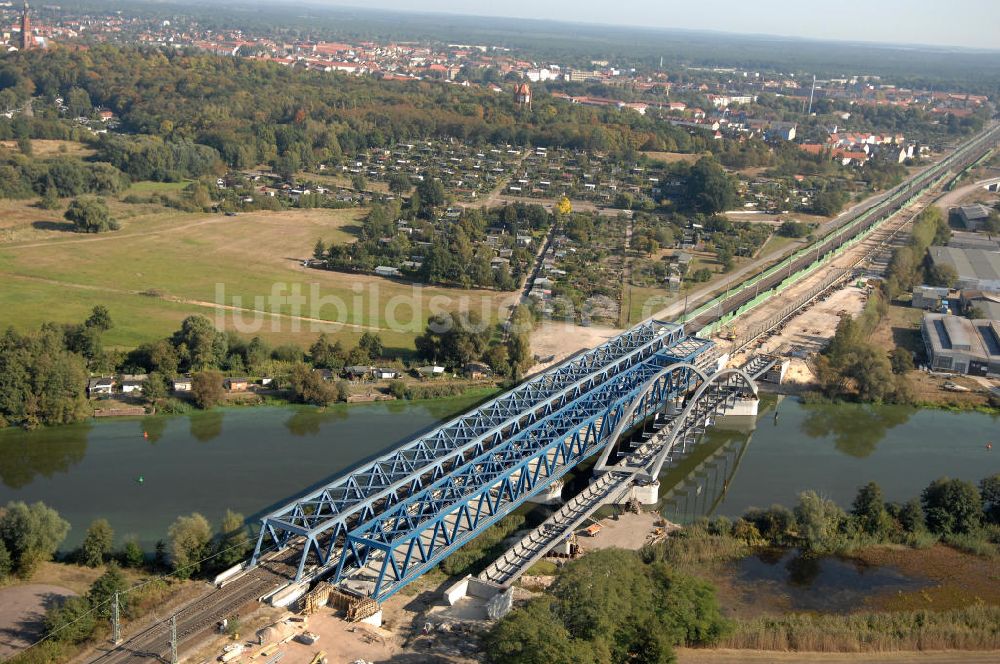 Luftaufnahme RATHENOW - Neubau der Eisenbahnüberführung Havelbrücke Rathenow