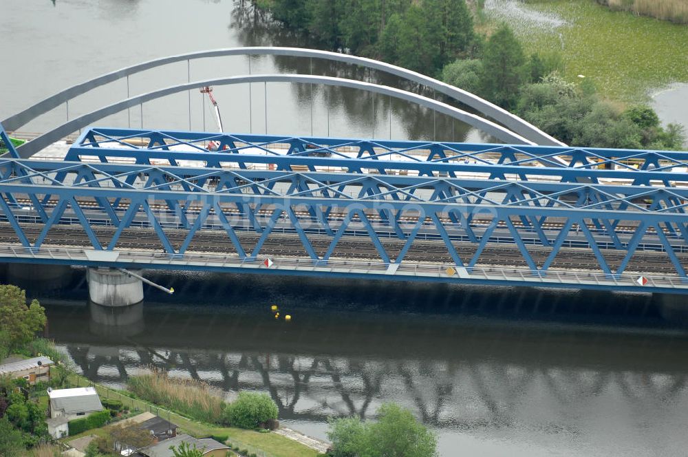 Luftaufnahme Rathenow - Neubau der Eisenbahnüberführung Havelbrücke Rathenow