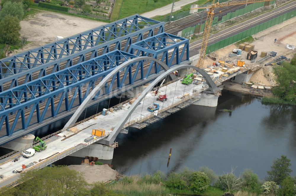 Luftaufnahme Rathenow - Neubau der Eisenbahnüberführung Havelbrücke Rathenow