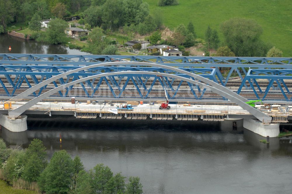 Rathenow aus der Vogelperspektive: Neubau der Eisenbahnüberführung Havelbrücke Rathenow