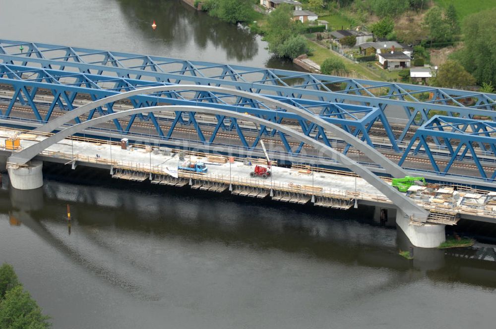 Luftbild Rathenow - Neubau der Eisenbahnüberführung Havelbrücke Rathenow