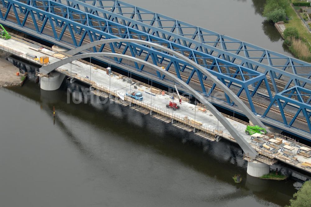 Luftaufnahme Rathenow - Neubau der Eisenbahnüberführung Havelbrücke Rathenow