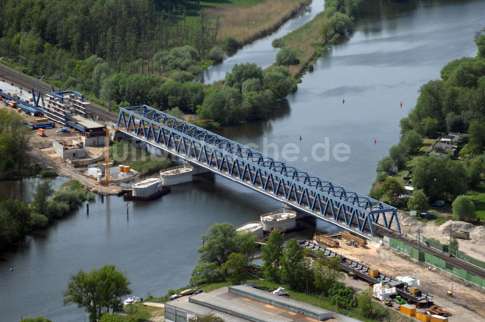 Luftbild RATHENOW - Neubau der Eisenbahnüberführung Havelbrücke Rathenow