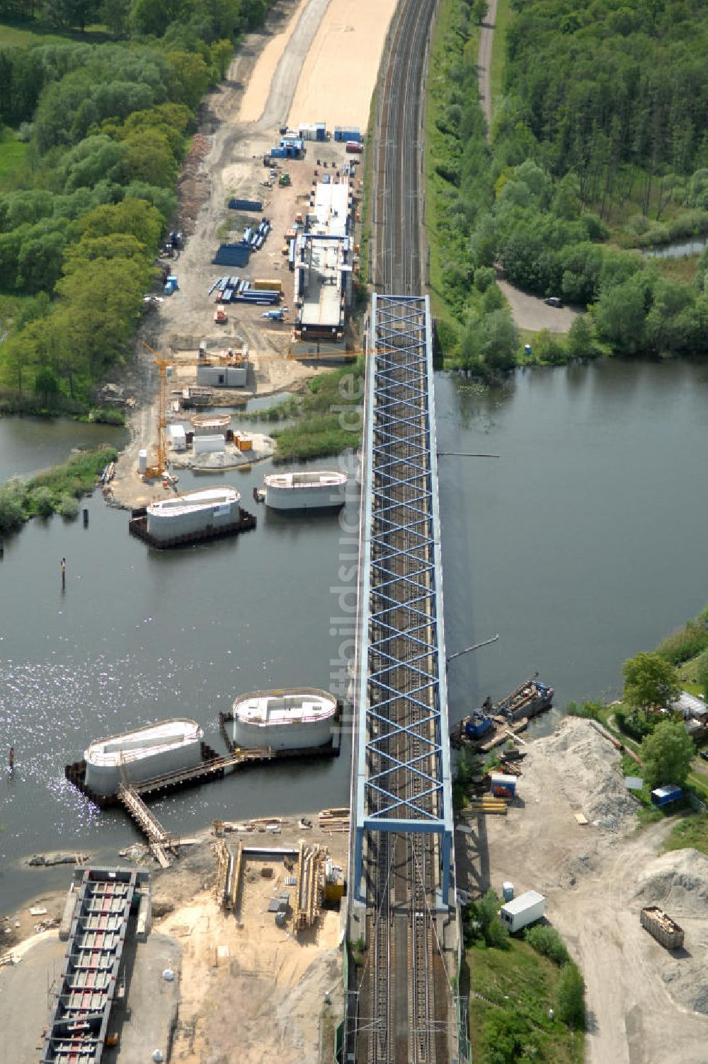 Luftbild RATHENOW - Neubau der Eisenbahnüberführung Havelbrücke Rathenow