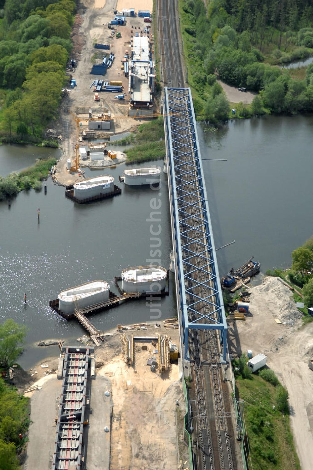 Luftaufnahme RATHENOW - Neubau der Eisenbahnüberführung Havelbrücke Rathenow