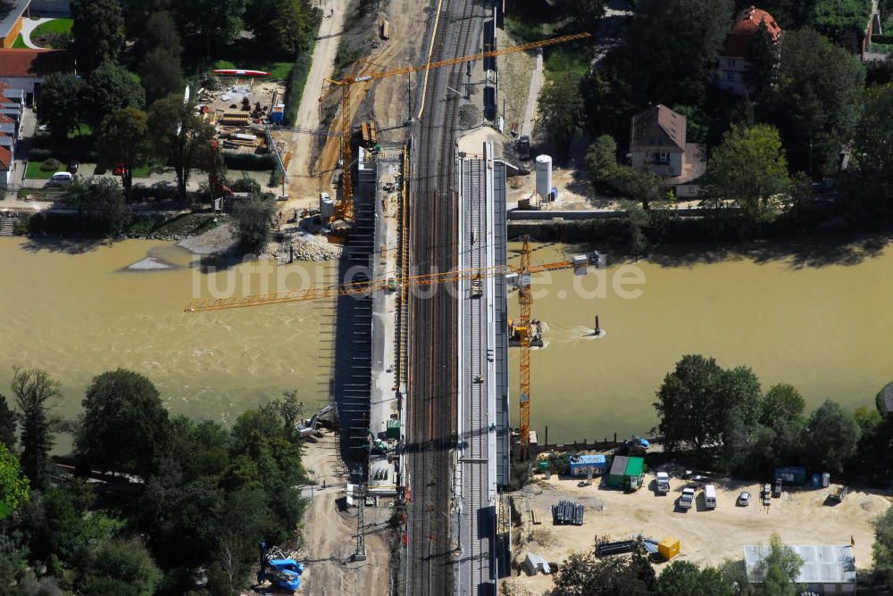 Neu-Ulm aus der Vogelperspektive: Neubau der Eisenbahnbrücke Ulm/Neu-Ulm