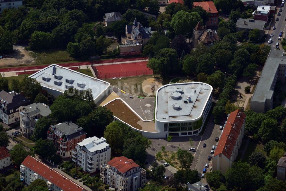 Luftbild Leipzig - Neubau der Erich-Kästner-Schule an der Erfurter Straße in Leipzig im Bundesland Sachsen