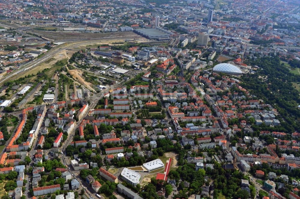 Leipzig von oben - Neubau der Erich-Kästner-Schule an der Erfurter Straße in Leipzig im Bundesland Sachsen