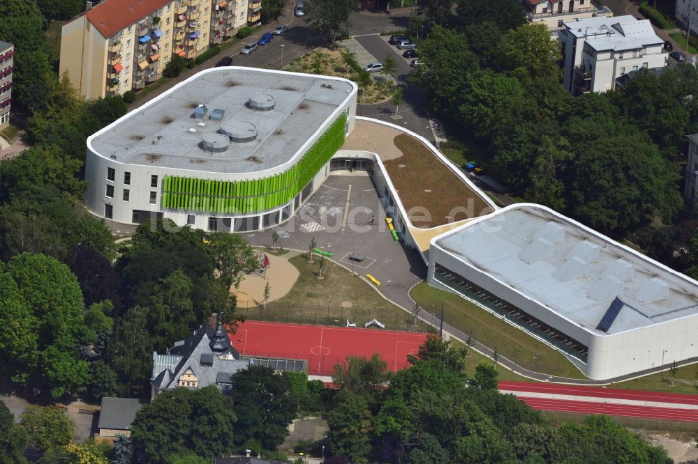 Leipzig aus der Vogelperspektive: Neubau der Erich-Kästner-Schule an der Erfurter Straße in Leipzig im Bundesland Sachsen