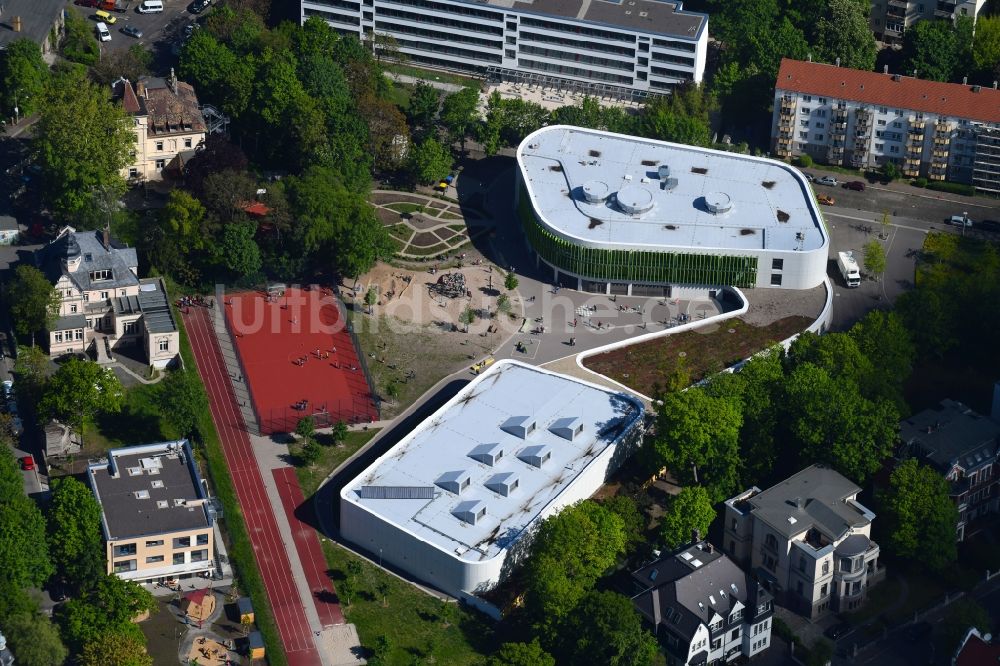 Leipzig aus der Vogelperspektive: Neubau der Erich-Kästner-Schule in Leipzig im Bundesland Sachsen