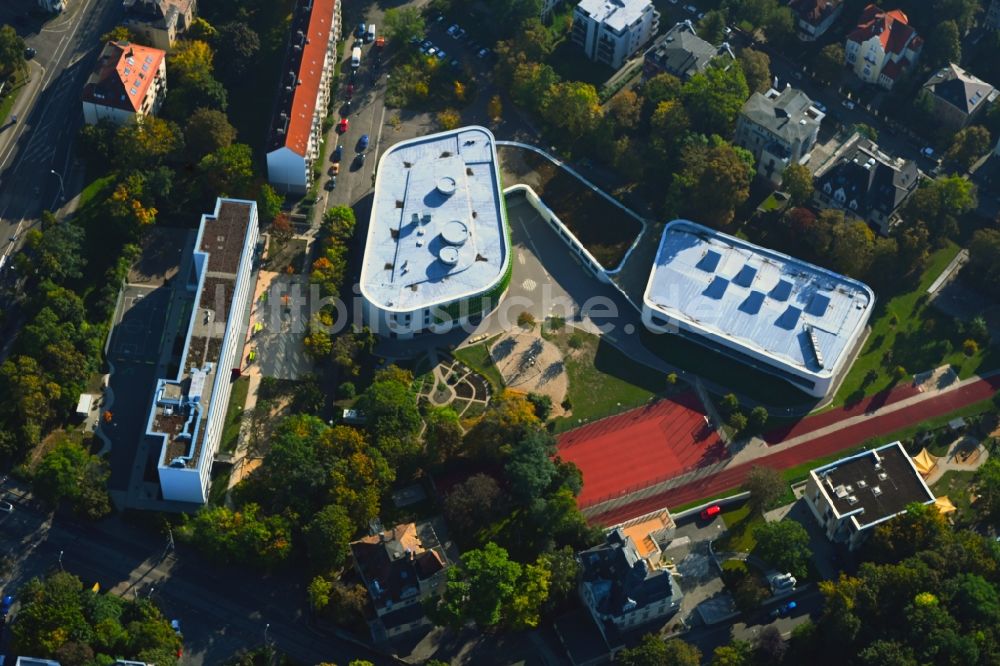 Leipzig von oben - Neubau der Erich-Kästner-Schule in Leipzig im Bundesland Sachsen