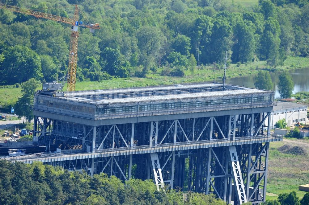 Niederfinow von oben - Neubau und Erweiterungsbaustelle am Schiffshebewerk Niederfinow