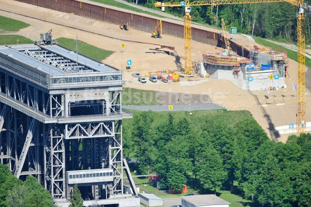 Luftaufnahme Niederfinow - Neubau und Erweiterungsbaustelle am Schiffshebewerk Niederfinow