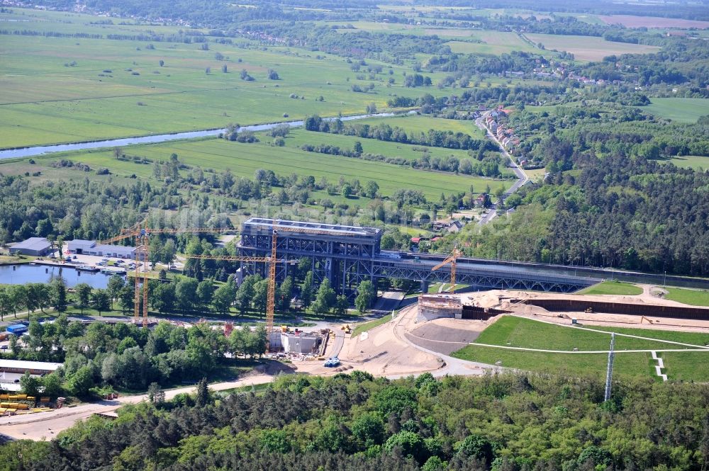 Luftaufnahme Niederfinow - Neubau und Erweiterungsbaustelle am Schiffshebewerk Niederfinow