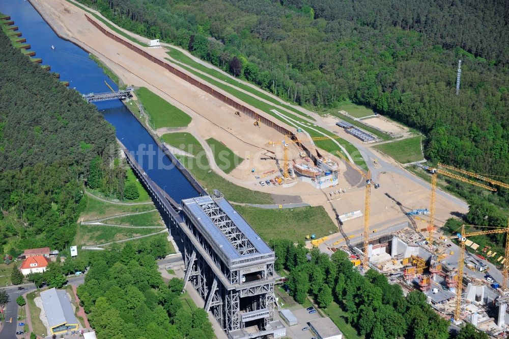 Luftbild Niederfinow - Neubau und Erweiterungsbaustelle am Schiffshebewerk Niederfinow