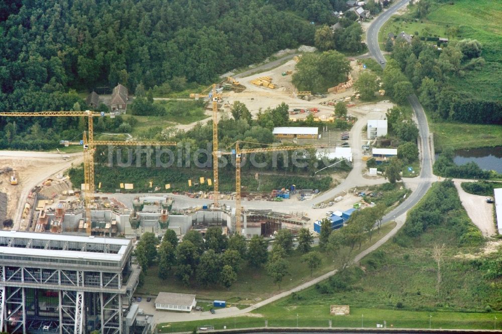 Luftaufnahme Niederfinow - Neubau und Erweiterungsbaustelle am Schiffshebewerk Niederfinow