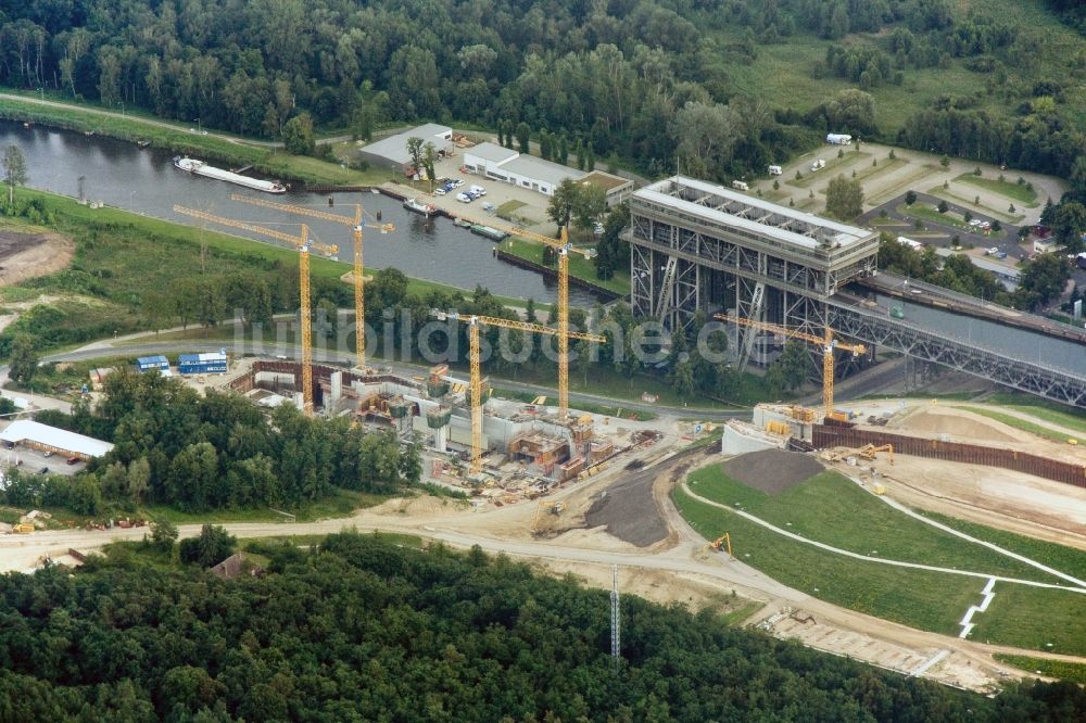 Niederfinow aus der Vogelperspektive: Neubau und Erweiterungsbaustelle am Schiffshebewerk Niederfinow