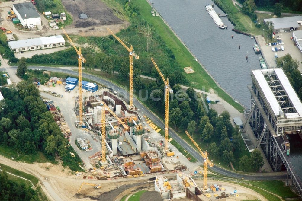 Luftaufnahme Niederfinow - Neubau und Erweiterungsbaustelle am Schiffshebewerk Niederfinow