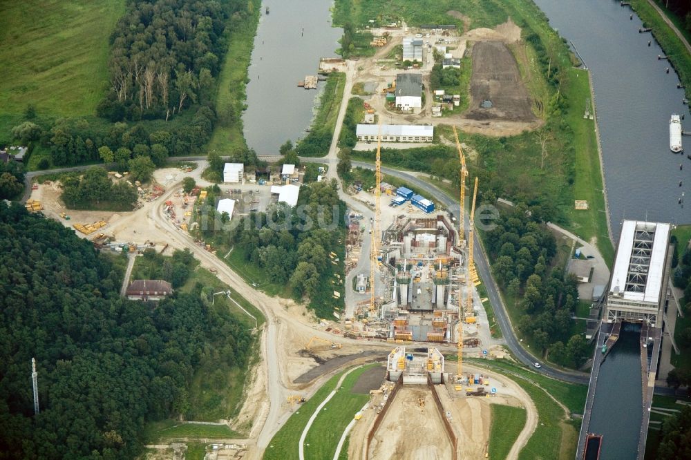 Niederfinow aus der Vogelperspektive: Neubau und Erweiterungsbaustelle am Schiffshebewerk Niederfinow