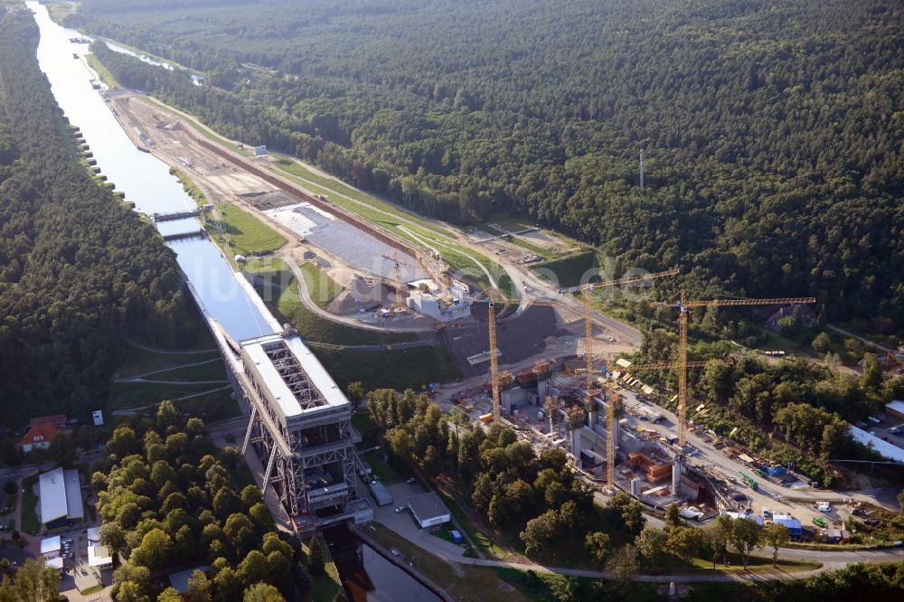 Luftbild Niederfinow - Neubau und Erweiterungsbaustelle am Schiffshebewerk Niederfinow