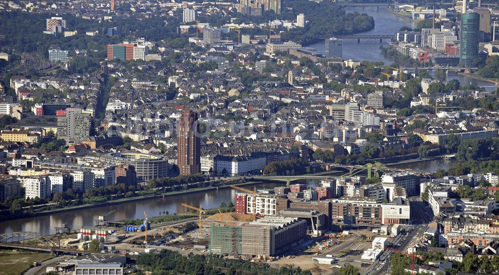 Luftaufnahme Frankfurt am Main - Neubau der EZB-Zentrale und Stadtansicht Frankfurt / Main