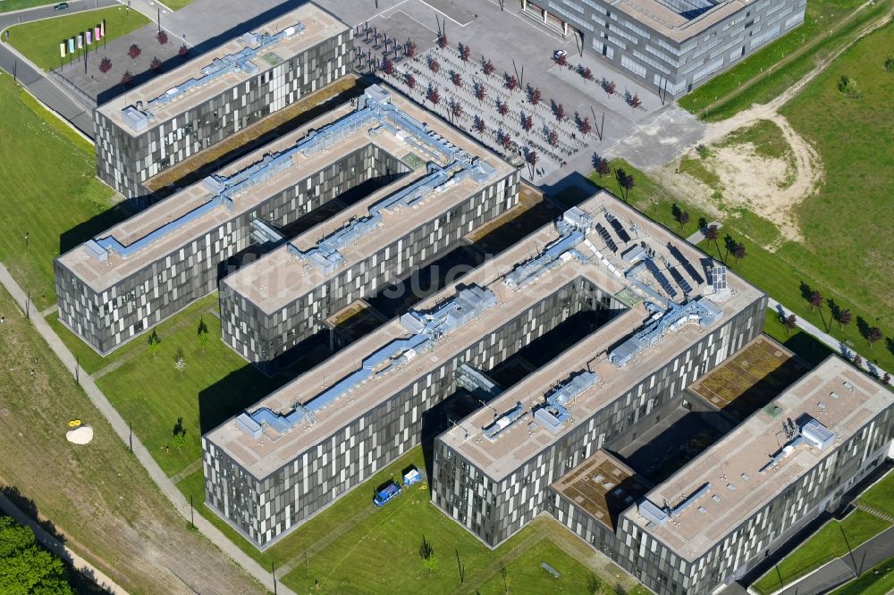 Luftbild Bielefeld - Neubau der Fachhochschule und des Foerschungsbaus Interaktive Systeme auf dem Campus Nord der Universität Bielefeld in Bielefeld im Bundesland Nordrhein-Westfalen