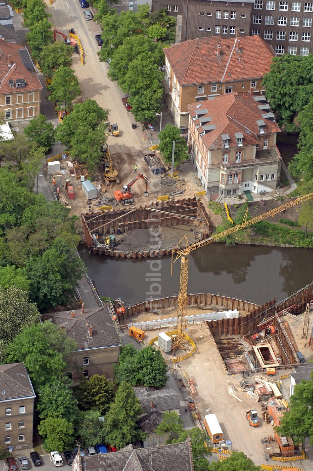 Luftbild Braunschweig - Neubau der Fallersleber Torbrücke