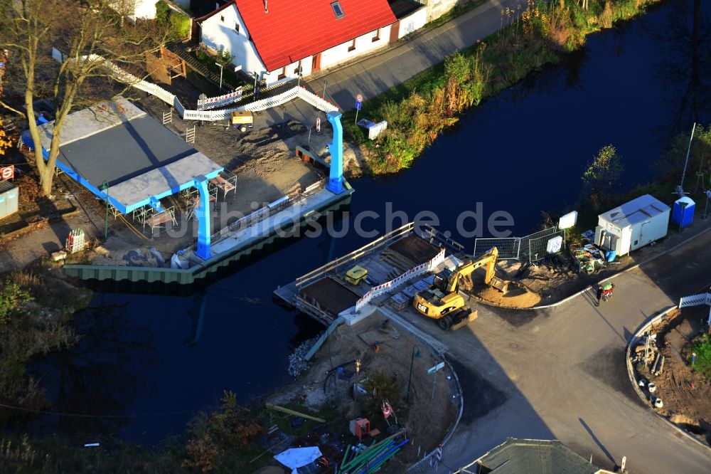 Luftaufnahme Zerpenschleuse - Neubau Flußbrücke Oder-Havel-Kanal in Zerpenschleuse im Bundesland Brandenburg, Deutschland