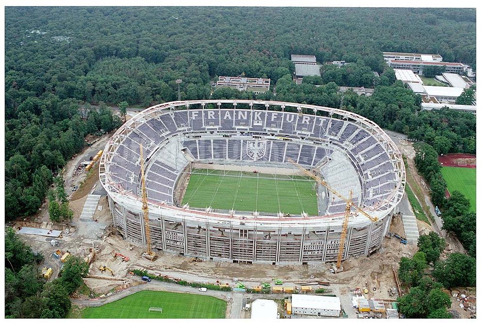 Luftaufnahme Frankfurt am Main - Neubau des Fußballstadions Allianz Arena