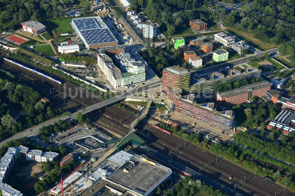 Hamburg aus der Vogelperspektive: Neubau des Gebäude - Komplex der Behörde für Stadtentwicklung und Umwelt in Hamburg - Wilhelmsburg