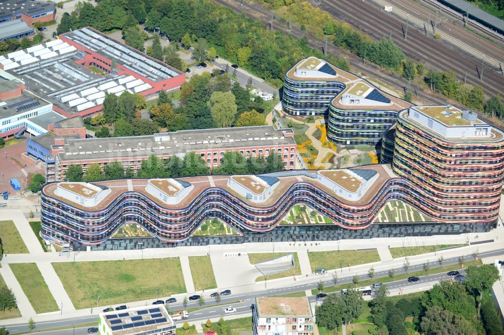 Hamburg aus der Vogelperspektive: Neubau - Gebäude - Komplex der Behörde für Stadtentwicklung und Umwelt in Hamburg - Wilhelmsburg