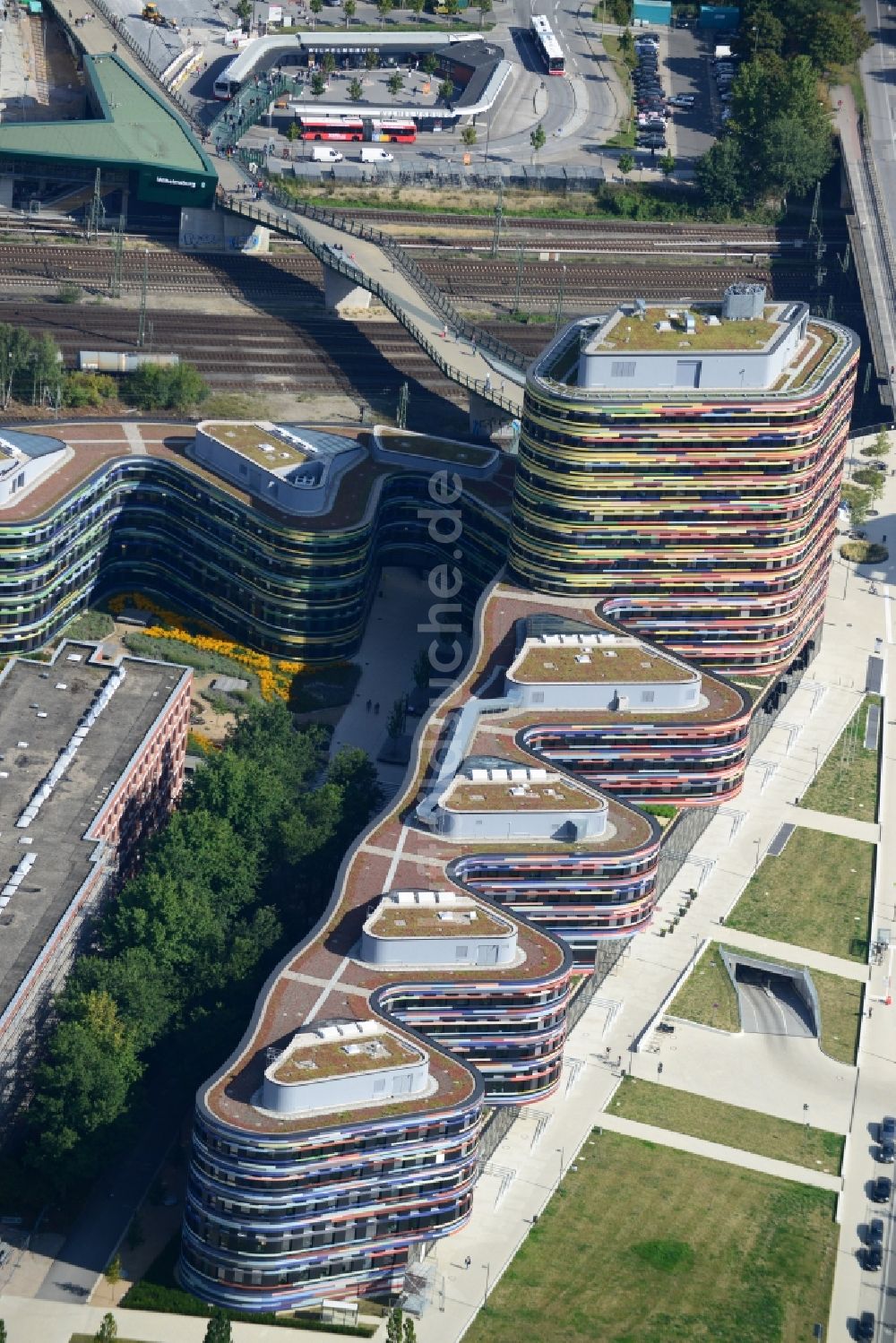 Luftbild Hamburg - Neubau - Gebäude - Komplex der Behörde für Stadtentwicklung und Umwelt in Hamburg - Wilhelmsburg