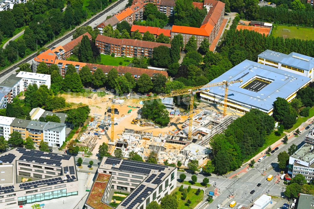 Hamburg von oben - Neubau des Gebäudekomplex der Berufsschule Berufs- und Hochschulcampus am Brekelbaums Park in Hamburg, Deutschland