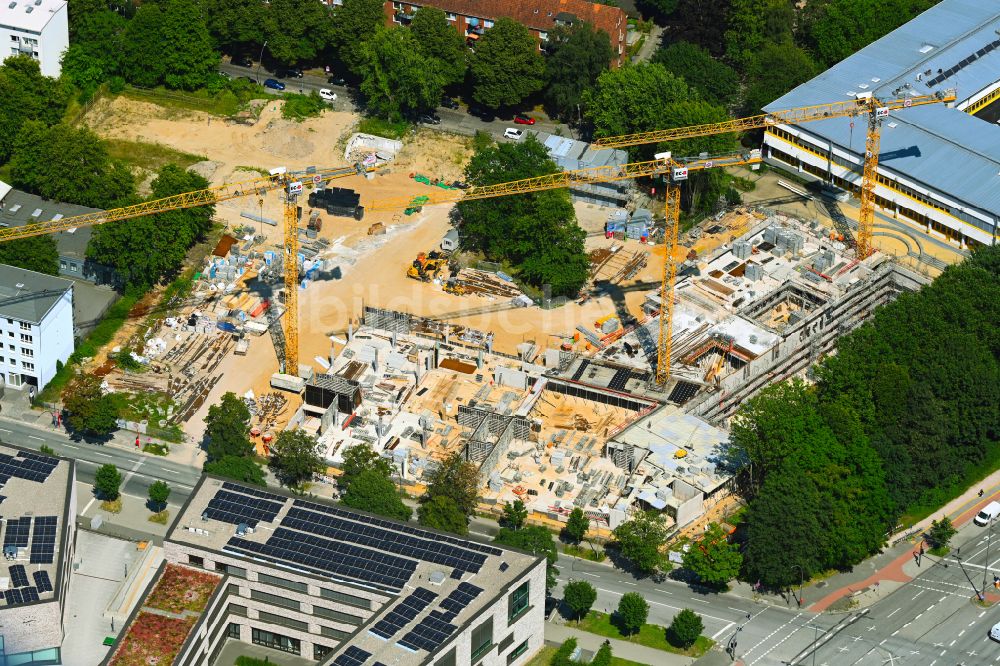 Luftaufnahme Hamburg - Neubau des Gebäudekomplex der Berufsschule Berufs- und Hochschulcampus am Brekelbaums Park in Hamburg, Deutschland