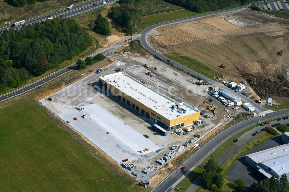 Luftbild Leppersdorf - Neubau Gebäudekomplex und Gelände der LKW- Instandsetzungs- Werkstatt der Daimler Truck - FTA GmbH in Leppersdorf im Bundesland Sachsen, Deutschland