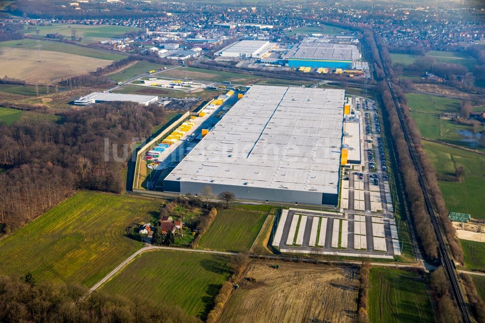 Luftbild Werne - Neubau eines Gebäudekomplexes auf dem Gelände des Logistikzentrums Amazon Logistik in Werne im Bundesland Nordrhein-Westfalen