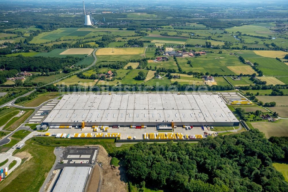 Luftaufnahme Werne - Neubau eines Gebäudekomplexes auf dem Gelände des Logistikzentrums Amazon Logistik in Werne im Bundesland Nordrhein-Westfalen