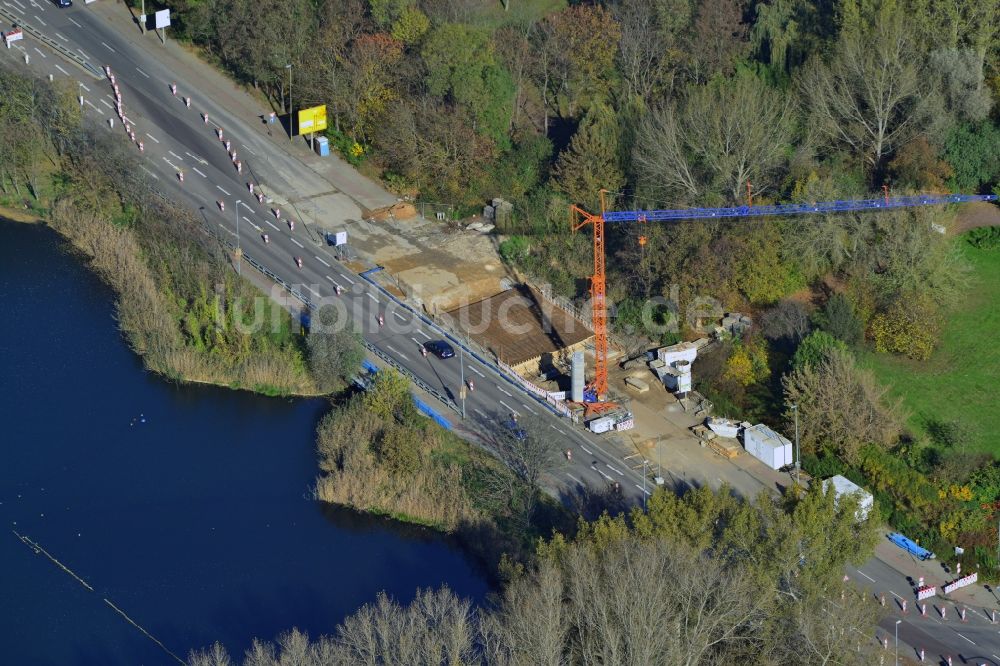 Merseburg aus der Vogelperspektive: Neubau der Geiselbrücke in Merseburg im Bundesland Sachsen-Anhalt