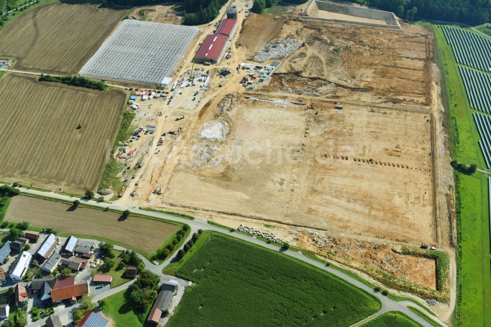 Luftaufnahme Feulersdorf - Neubau von Gewächshaus- Reihen der Gemüsebau Scherzer & Boss Fruchtgemüse GmbH in Feulersdorf im Bundesland Bayern, Deutschland