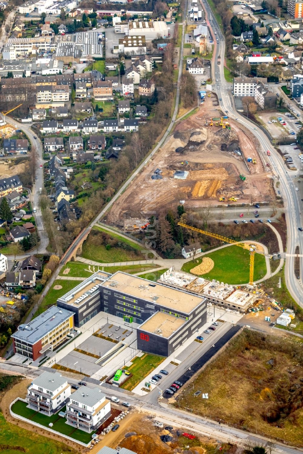 Luftaufnahme Heiligenhaus - Neubau des Grüner Campus Velbert/Heiligenhaus der Hochschule Bochum in Heiligenhaus im Bundesland Nordrhein-Westfalen