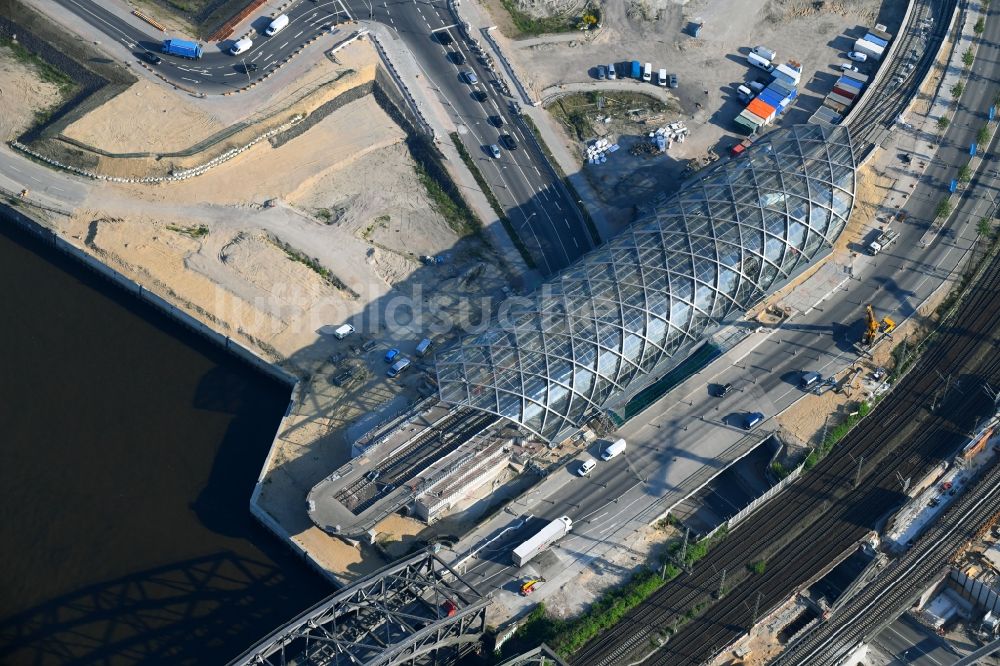 Hamburg aus der Vogelperspektive: Neubau der Haltestelle Elbbrücken der U-Bahn in Hamburg, Deutschland