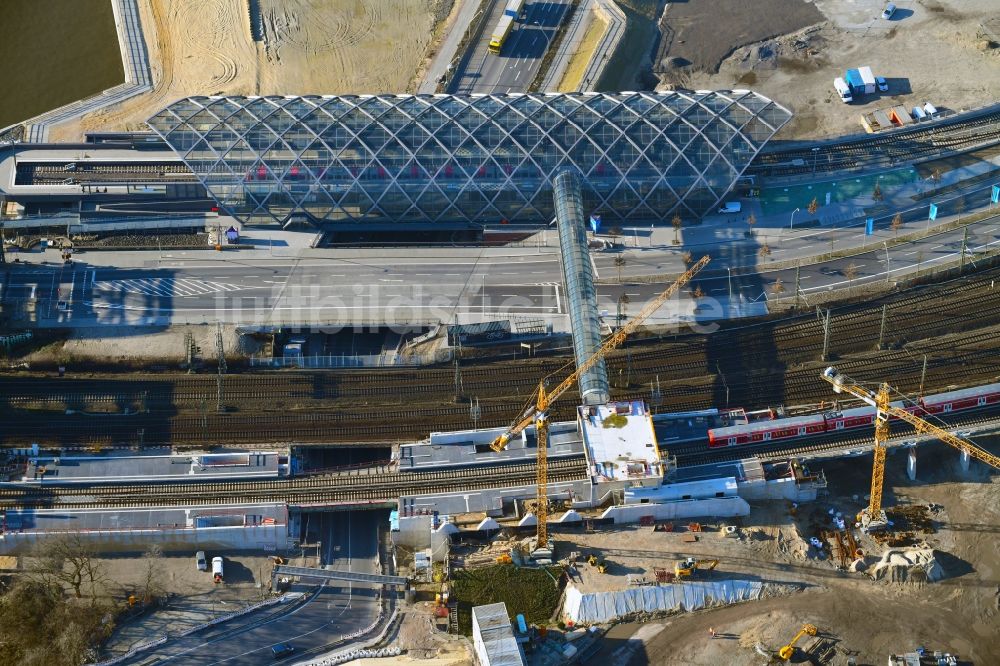 Hamburg aus der Vogelperspektive: Neubau der Haltestelle Elbbrücken der U-Bahn in Hamburg, Deutschland