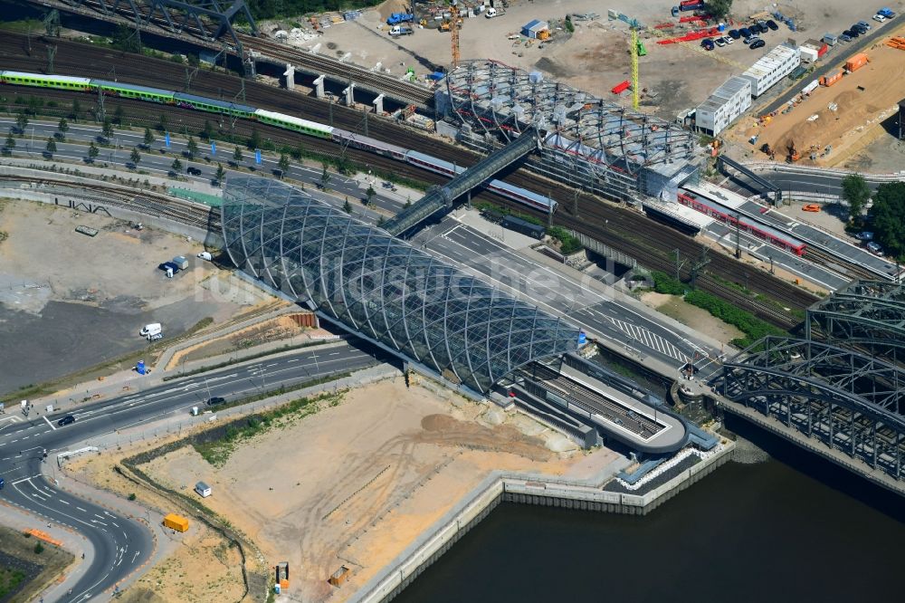 Luftaufnahme Hamburg - Neubau der Haltestelle Elbbrücken der U-Bahn in Hamburg, Deutschland