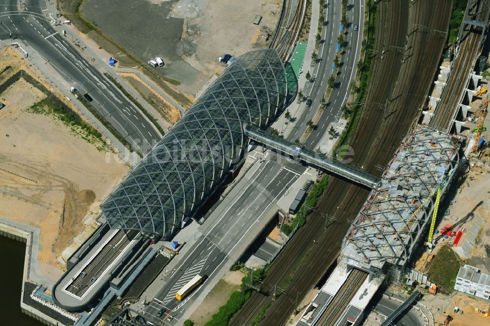 Hamburg von oben - Neubau der Haltestelle Elbbrücken der U-Bahn in Hamburg, Deutschland